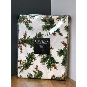 Ralph Lauren Snowy Pine Trees 70" Round Tablecloth Christmas Holiday Winter New